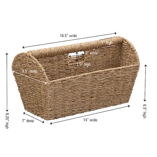 Household Essentials 16.5" Wide Seagrass Rectangular Woven Magazine Rack